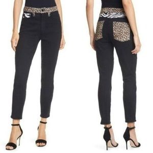 NWT Alice + Olivia Black High Rise Skinny Queen of the Night Jeans‎ Size 28